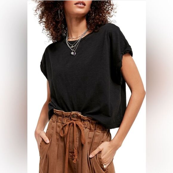 NWOT Free People Sz XS & SM Black Crop Top NWOT - Picture 2 of 4